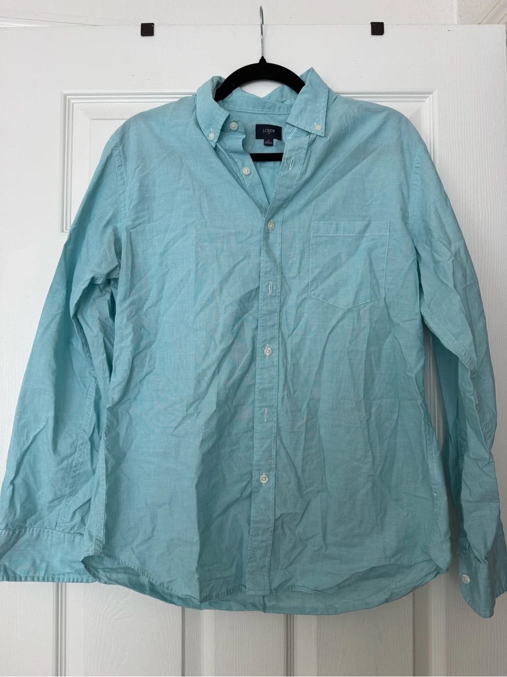 J. Crew Men's Button-Down Shirt in Aqua Blue